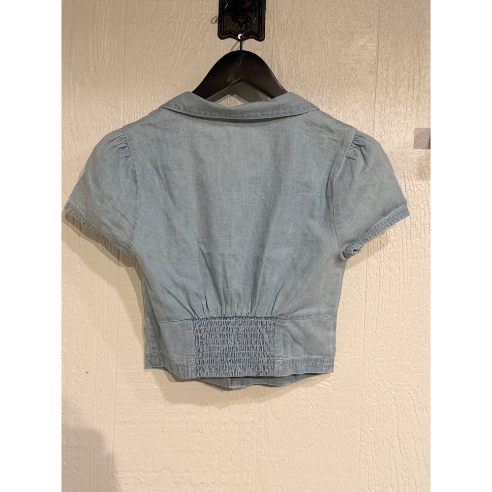 Easy does it crop cotton button up NWOT ice crush *top only - Picture 4 of 7